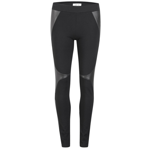 Helmut Lang Jersey Leggings With Lamb Leather Detailing- Size 2